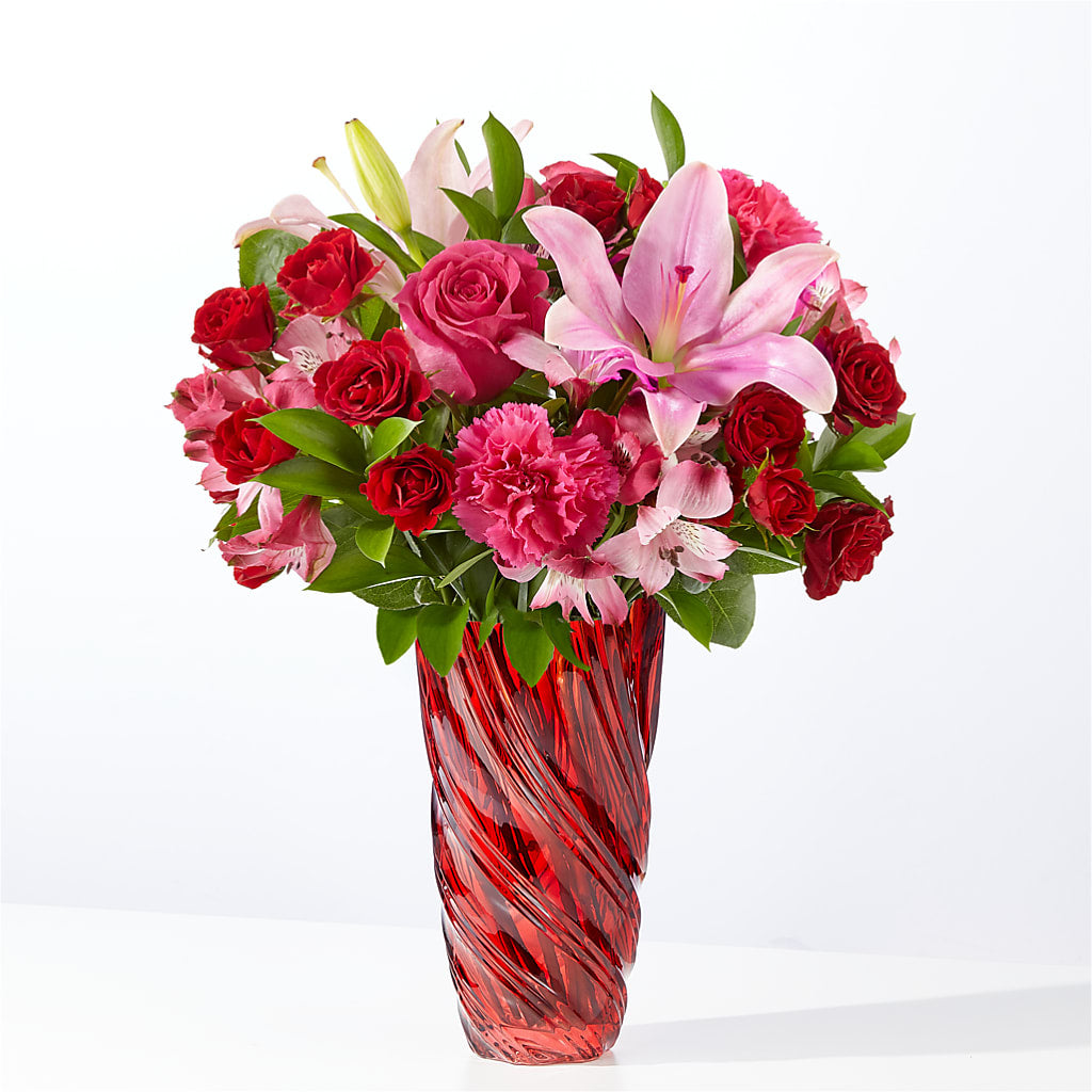 In Love Bouquet with Luxe Swirl Vase – HIRT'S FLOWERS INC, Strongsville OH