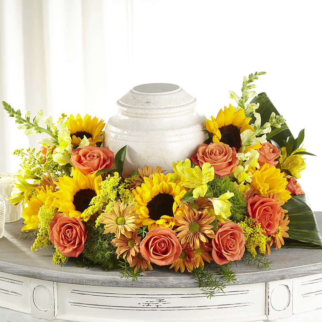 Faithful Sunflower Cremation Adornment – HIRT'S FLOWERS INC, Strongsville OH