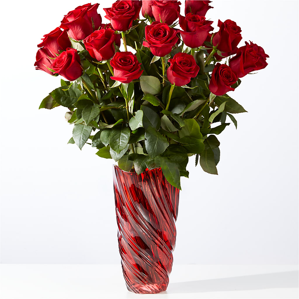 Classic Love Red Rose Bouquet with Luxe Swirl Vase – HIRT'S FLOWERS INC, Strongsville OH