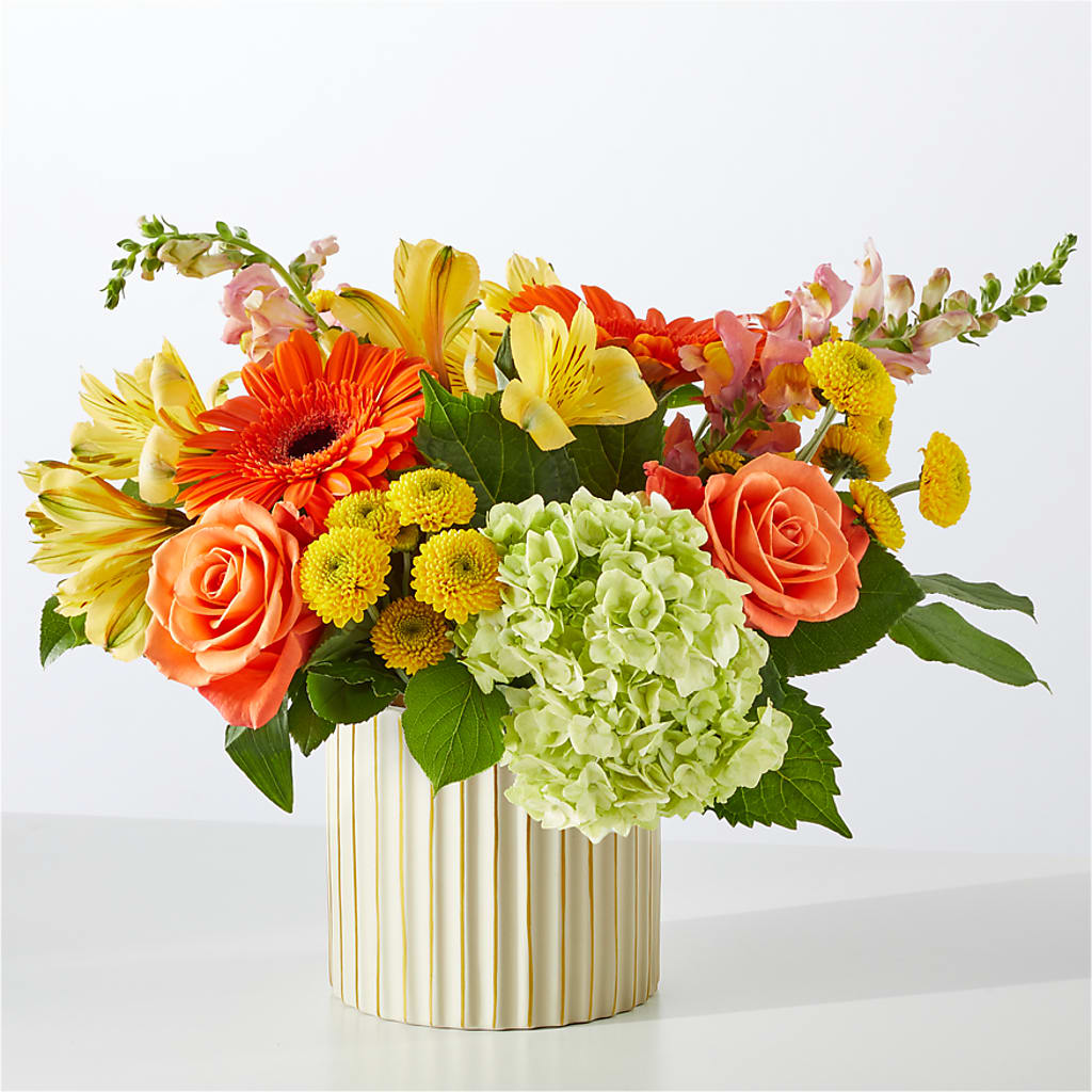 Autumn Sunshine Bouquet with Ivory Vase – HIRT'S FLOWERS INC, Strongsville OH