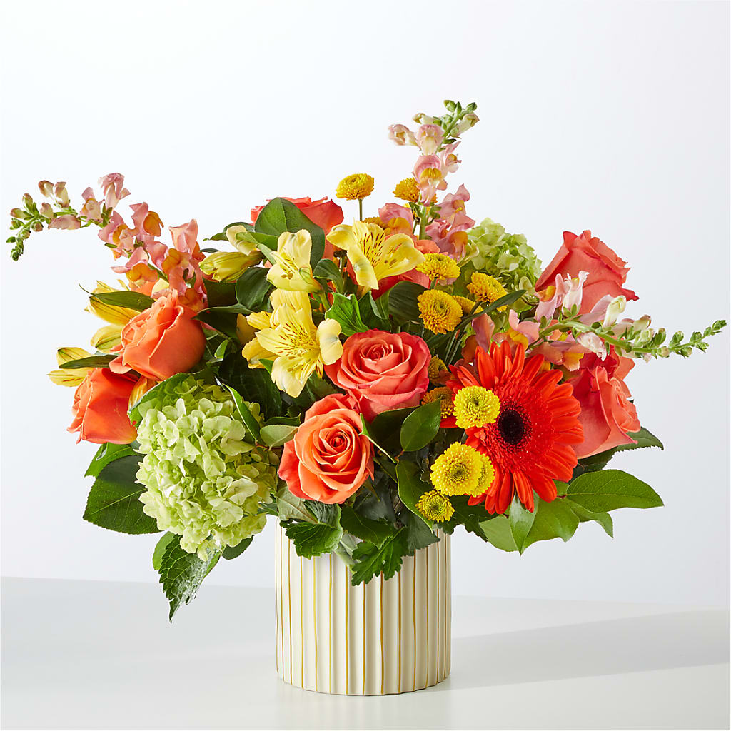 Autumn Sunshine Bouquet with Ivory Vase – HIRT'S FLOWERS INC, Strongsville OH