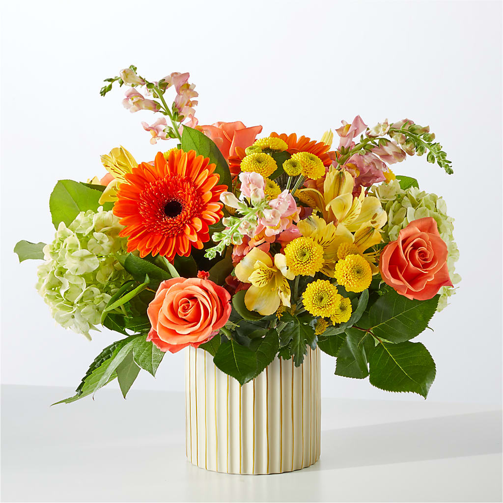 Autumn Sunshine Bouquet with Ivory Vase – HIRT'S FLOWERS INC, Strongsville OH