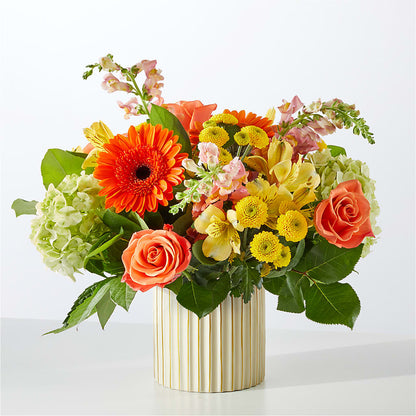Autumn Sunshine Bouquet with Ivory Vase – HIRT'S FLOWERS INC, Strongsville OH