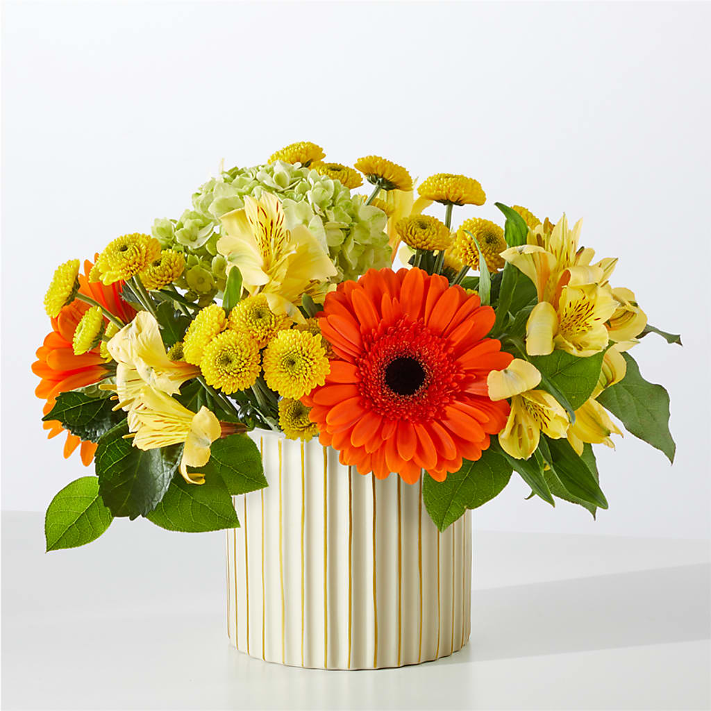 Autumn Sunshine Bouquet with Ivory Vase – HIRT'S FLOWERS INC, Strongsville OH