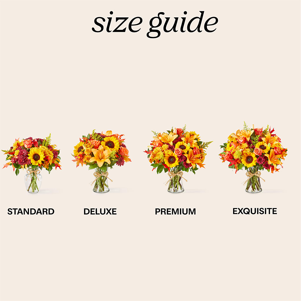 Sunny Side Bouquet – burgundy, butterscotch, orange, yellow flower